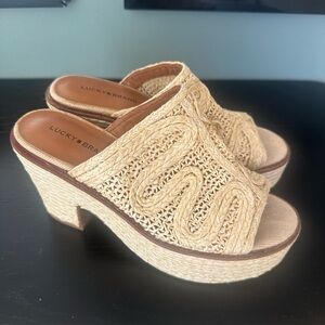 Lucky Brand Women's Yena Natural Raffia Sandal Mule size 8.5